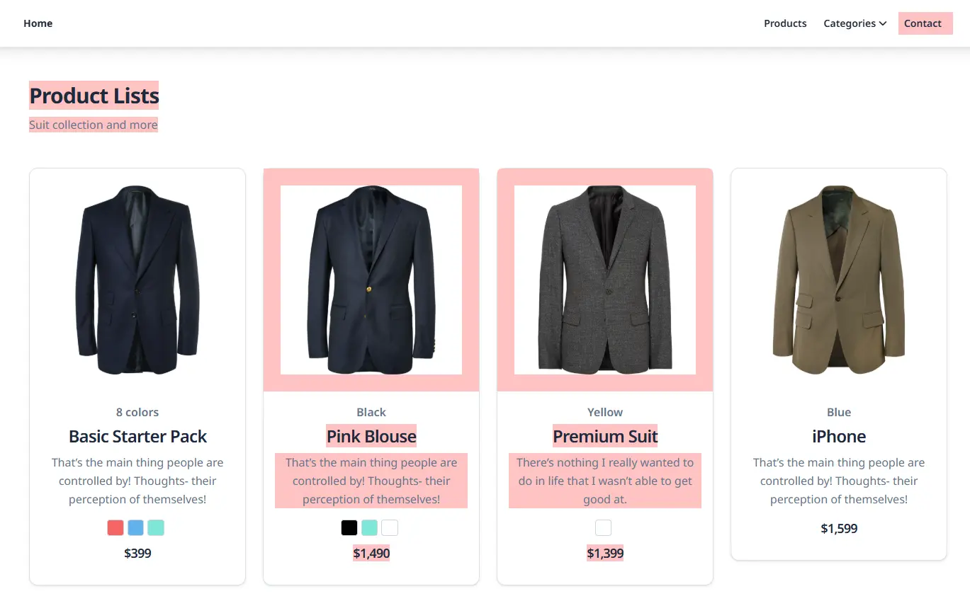 Previous version of website